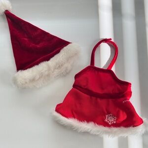 American Girl Doll Red Santa Hat and Dress Set with White Fur Trim